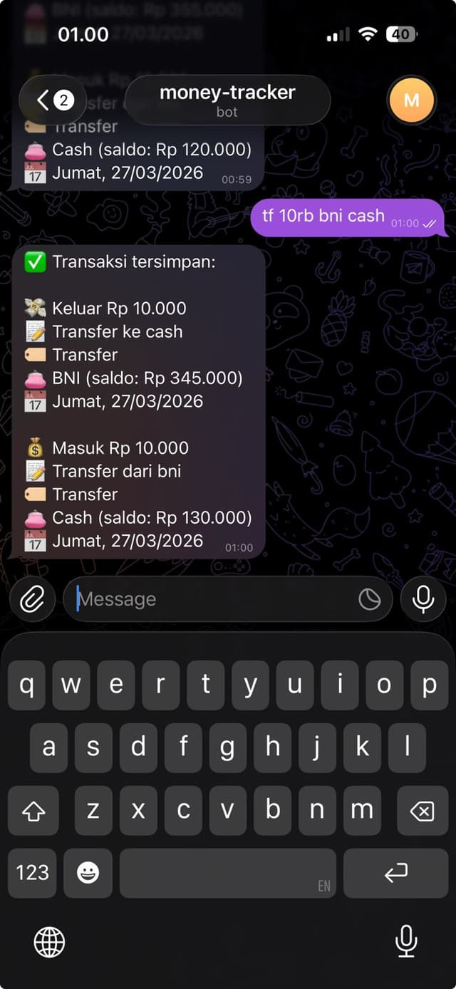Transfer antar wallet — format spasi