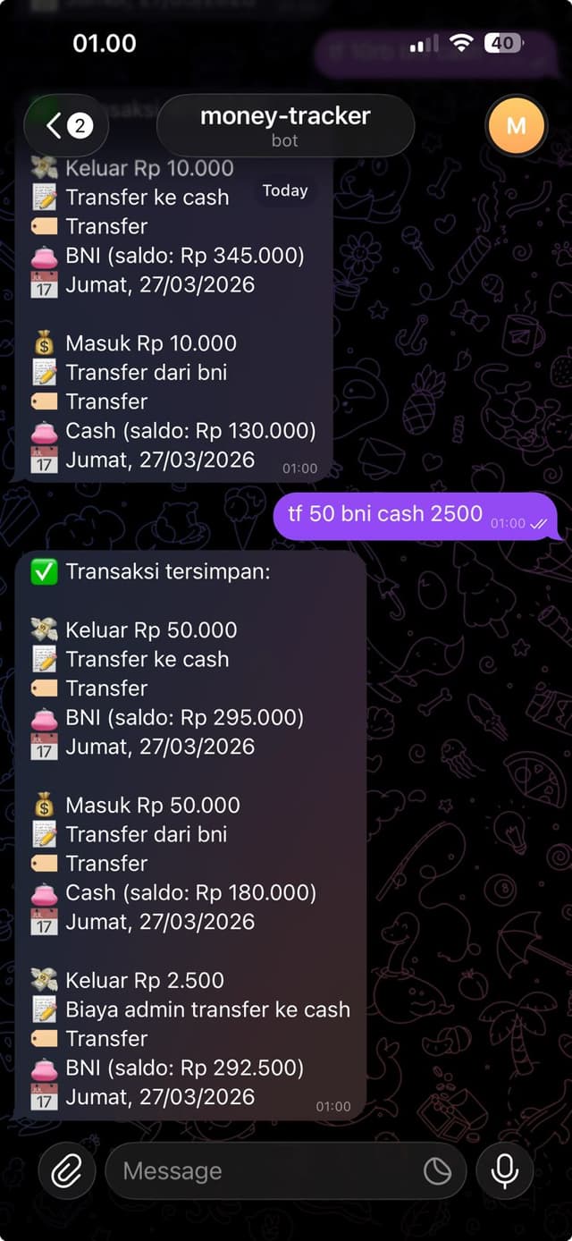 Transfer dengan biaya admin